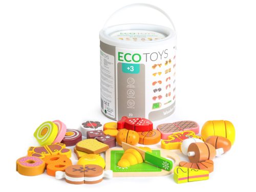Fa vágható ételek, 23 darab, Ecotoys