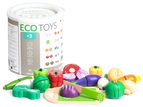 Vágós zöldségek fából, 20 db Ecotoys