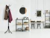 Álló ruhafogas 16 akasztóval, fekete fém, ModernHome
