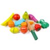 Fa gyümölcsök és zöldségek szeleteléshez, 13 darab, Ecotoys
