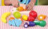 Fa gyümölcsök és zöldségek szeleteléshez, 13 darab, Ecotoys