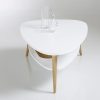 Modern dohányzóasztal polccal, fa lábakkal, fehér – ModernHome