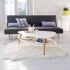 Modern dohányzóasztal polccal, fa lábakkal, fehér – ModernHome