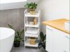 Könyvespolc, éjjeliszekrény, létra, 4 polccal, fehér ModernHome