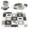 Habosított játszószőnyeg kerítéssel, puzzle szárazmedence, 25 elem, ECOTOYS