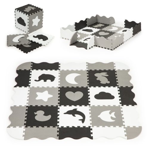 Habosított játszószőnyeg kerítéssel, puzzle szárazmedence, 25 elem, ECOTOYS