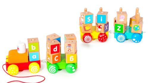 Fa vonat nagy oktató építőkockákkal, ábécé – Ecotoys