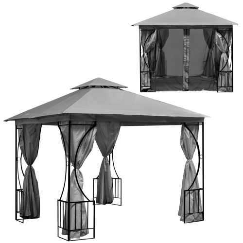 2 az 1-ben kerti pavilon sátor 3x3 m szúnyoghálóval és teljes oldalfalakkal MultiGarden