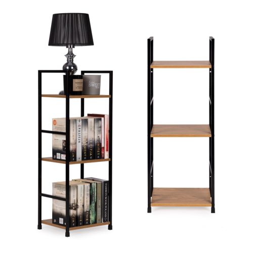 Modern fa polc, fém vázzal, loft stílus, 3 szintes