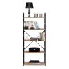 Széles, modern LOFT fa könyvespolc 5 polccal ModernHome