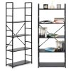 Széles, modern LOFT fa könyvespolc 5 polccal, fekete – ModernHome