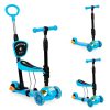 Háromkerekű roller világító LED kerekekkel, 3 az 1-ben egyensúlyozó – kék ECOTOYS
