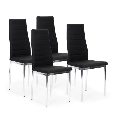 Szövet székek lábakkal nappaliba és étkezőbe, 4 darabos szett, fekete króm, ModernHome