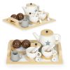 Fa teáskészlet, kancsóval, csészékkel, 17 darabos ECOTOYS