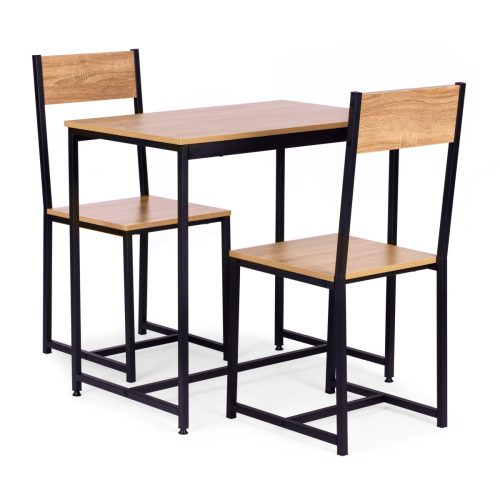 Bútorgarnitúra: asztal + 2 szék, fém, MDF, ModernHome