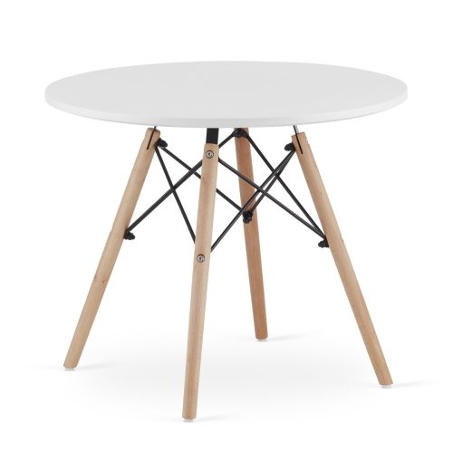 Modern skandináv dohányzóasztal, fehér, kerek, 60 cm