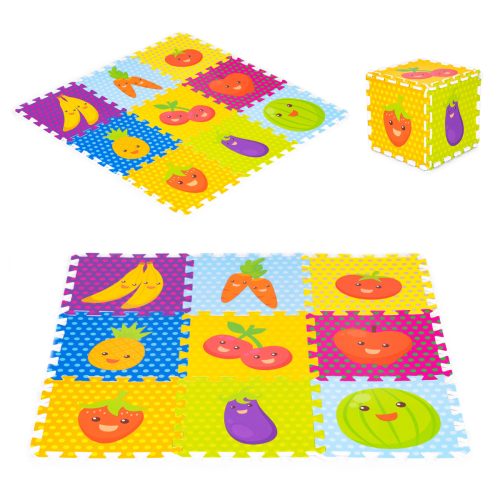 Gyerek habszőnyeg gyümölcsös kirakó 9 darabos 86x86 cm IPLAY