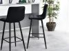 Bárszék magas szék lábtartó bársony fekete ModernHome