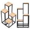 Virágállvány, virágpolc, dekorációk, 4 polc, fém-MDF, világos dió, ModernHome