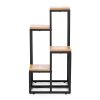 Virágállvány, virágpolc, dekorációk, 4 polc, fém-MDF, világos dió, ModernHome