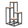 Virágállvány, virágpolc, dekorációk, 4 polc, fém-MDF, világos dió, ModernHome