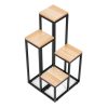 Virágállvány, virágpolc, dekorációk, 4 polc, fém-MDF, világos dió, ModernHome