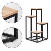 Virágállvány, virágpolc, dekorációk, 4 polc, fém-MDF, világos dió, ModernHome