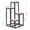 Virágállvány, virágpolc, dekorációk, 4 polc, fém-MDF, világos dió, ModernHome