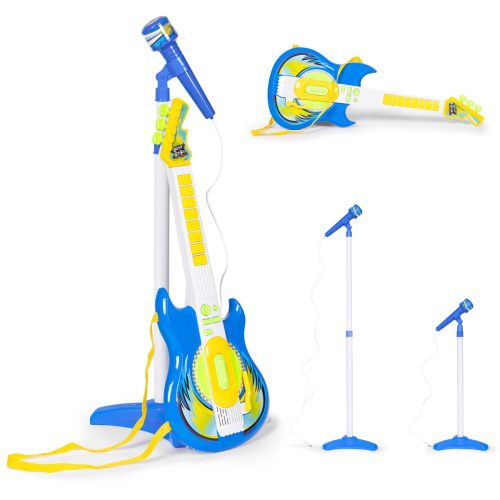 Elektromos gitár és mikrofon állvány szett gyerekeknek mp3 - kék